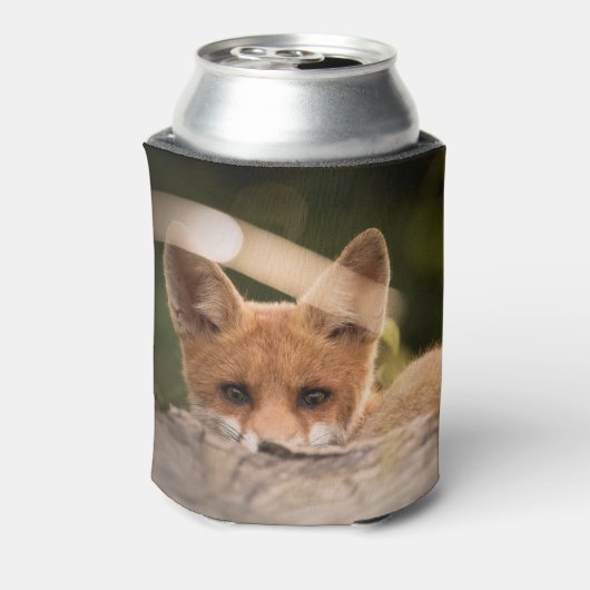 Foto van een Cute Little Oranje Fox Blikjeskoeler (Blikje Achterkant)