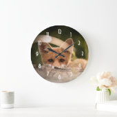 Foto van een Cute Little Oranje Fox Grote Klok (Huis)