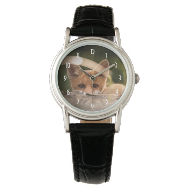 Foto van een Cute Little Oranje Fox Horloge (Voorkant)