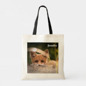 Foto van een Cute Little Oranje Fox Tote Bag (Achterkant)