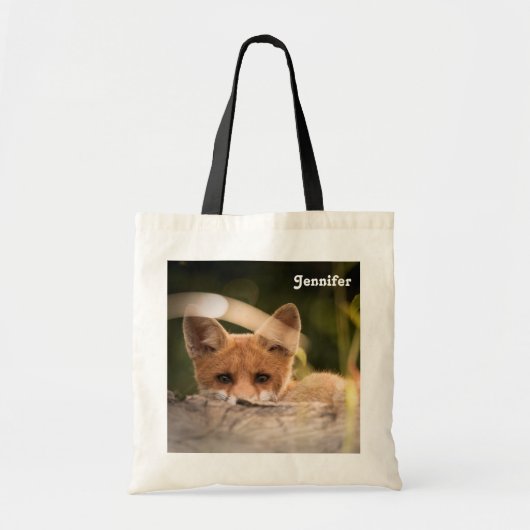 Foto van een Cute Little Oranje Fox Tote Bag (Voorkant)