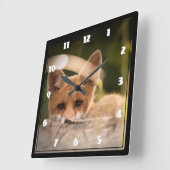 Foto van een Cute Little Oranje Fox Vierkante Klok (Hoek)