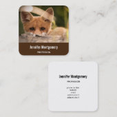 Foto van een Cute Little Oranje Fox Vierkante Visitekaartje (Voorkant / Achterkant)