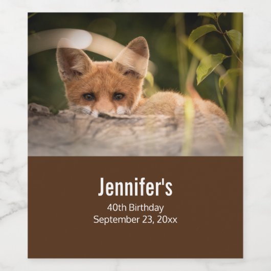 Foto van een Cute Little Oranje Fox Wijn Etiket (Enkel label)