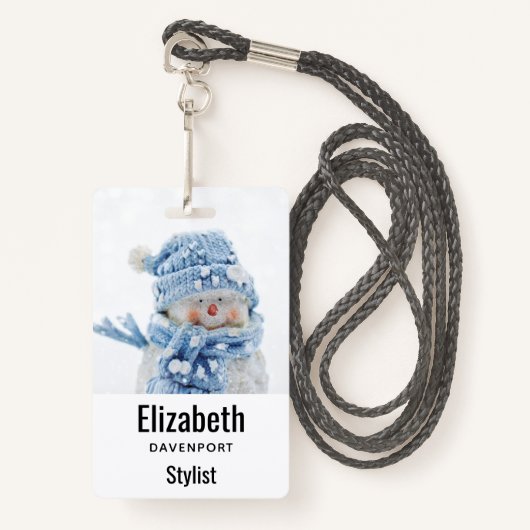 Foto van een Cute Snowman in de winter - Kerstmis Badge (Voorkant met draagriem)
