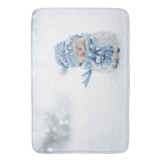 Foto van een Cute Snowman in de winter - Kerstmis Badmat (Voorkant Verticaal)