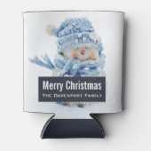 Foto van een Cute Snowman in de winter - Kerstmis Blikjeskoeler (Voorkant)