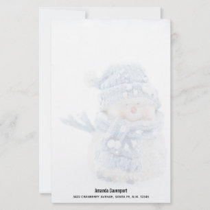 Foto van een Cute Snowman in de winter - Kerstmis Briefpapier