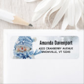 Foto van een Cute Snowman in de winter - Kerstmis Etiket (Insitu)