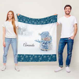 Foto van een Cute Snowman in de winter - Kerstmis Fleece Deken