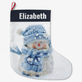 Foto van een Cute Snowman in de winter - Kerstmis Grote Kerstsok (Voorkant)