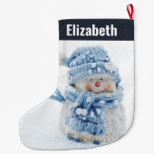 Foto van een Cute Snowman in de winter - Kerstmis Grote Kerstsok (Achterkant)