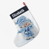 Foto van een Cute Snowman in de winter - Kerstmis Grote Kerstsok (Achterkant (Hangend))