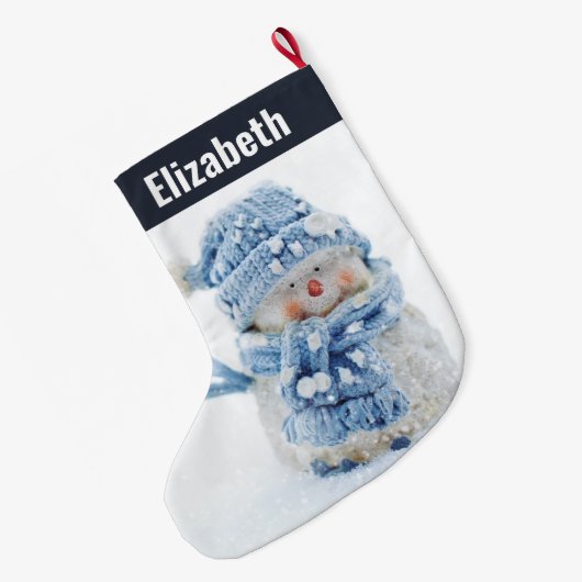 Foto van een Cute Snowman in de winter - Kerstmis Grote Kerstsok (Achterkant (Hangend))