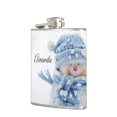 Foto van een Cute Snowman in de winter - Kerstmis Heupfles (Links)