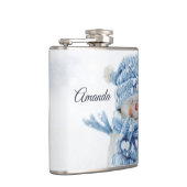 Foto van een Cute Snowman in de winter - Kerstmis Heupfles (Rechts)