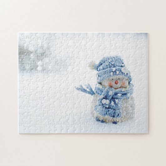 Foto van een Cute Snowman in de winter - Kerstmis Legpuzzel (Horizontaal)