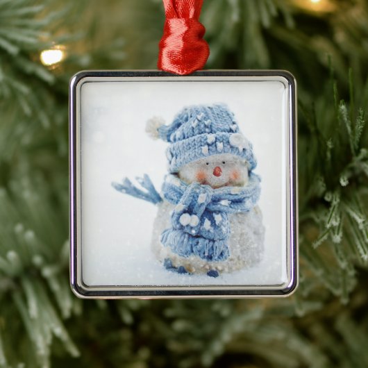 Foto van een Cute Snowman in de winter - Kerstmis Metalen Ornament (Boom)