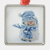 Foto van een Cute Snowman in de winter - Kerstmis Metalen Ornament (Voorkant)