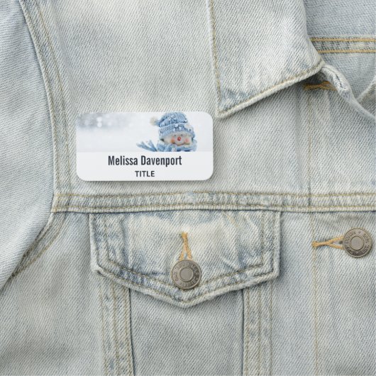 Foto van een Cute Snowman in de winter - Kerstmis Naamplaatje (In situ)