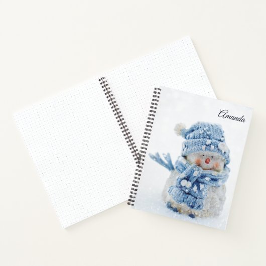 Foto van een Cute Snowman in de winter - Kerstmis Notitieboek (Binnen)