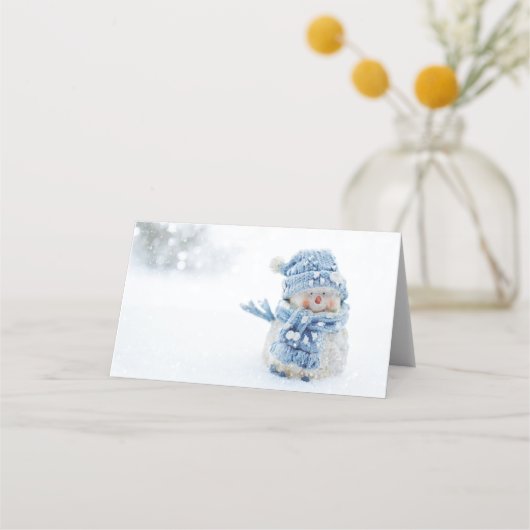 Foto van een Cute Snowman in de winter - Kerstmis Plaatskaartje (Voorkant)