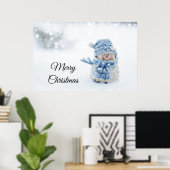Foto van een Cute Snowman in de winter - Kerstmis Poster (Thuiskantoor)