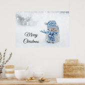 Foto van een Cute Snowman in de winter - Kerstmis Poster (Keuken)