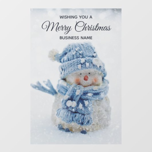 Foto van een Cute Snowman in de winter - Kerstmis Raamsticker (Vel)
