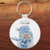 Foto van een Cute Snowman in de winter - Kerstmis Sleutelhanger (Voorkant)