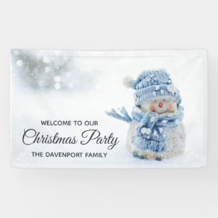 Foto van een Cute Snowman in de winter - Kerstmis Spandoek