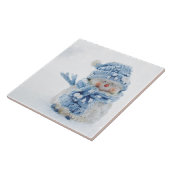 Foto van een Cute Snowman in de winter - Kerstmis Tegeltje (Zijkant)