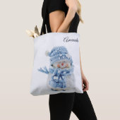 Foto van een Cute Snowman in de winter - Kerstmis Tote Bag (Dichtbij)