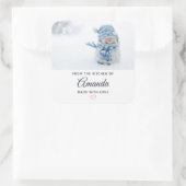 Foto van een Cute Snowman in de winter - Kerstmis Vierkante Sticker (Tas)