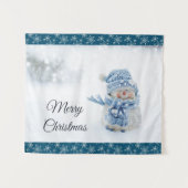 Foto van een Cute Snowman in de winter - Kerstmis Wandkleed (Voorkant (horizontaal))