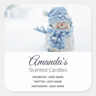 Foto van een Cute Snowman in Winter Business. Vierkante Sticker