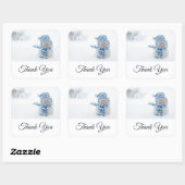 Foto van een Cute Snowman in Winter Dank u Vierkante Sticker (Vel)