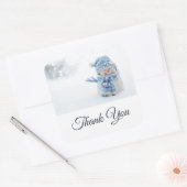 Foto van een Cute Snowman in Winter Dank u Vierkante Sticker (Envelop)
