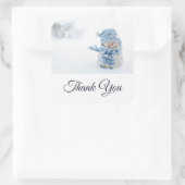 Foto van een Cute Snowman in Winter Dank u Vierkante Sticker (Tas)