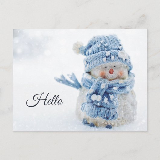 Foto van een Cute Snowman in Winter - Hallo Briefkaart (Voorkant)