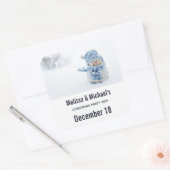 Foto van een Cute Snowman - Kerstmis Bewaar de dat Vierkante Sticker (Envelop)