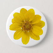 Foto van één gele gecentreerde wilde bloem ronde button 7,6 cm (Voorkant)