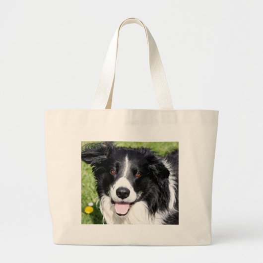 Foto van een gelukkige hond grote tote bag (Voorkant)