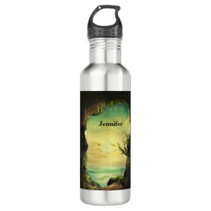 Foto van een grot die een tropisch Zee overziet Waterfles