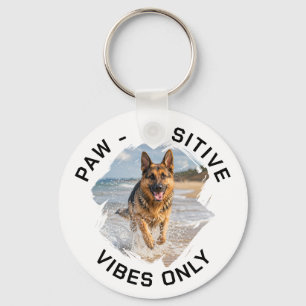 Foto van een hond met alleen maar positieve vibrat sleutelhanger
