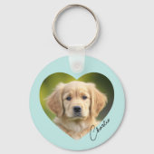 Foto van een hond van een huisdier in het hart met sleutelhanger (Voorkant)