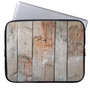 Foto van een houten paneel sluiten laptop sleeve