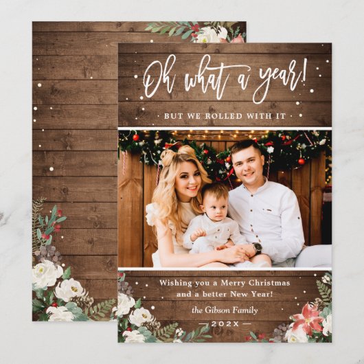 Foto van een jaar roestrijke bosbessen feestdagenkaart (Voorkant / Achterkant)