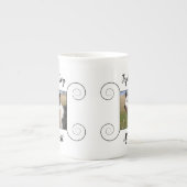 Foto van een kotterhond met handgetekend lijst en  porselein kop (Voorkant)