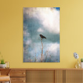  foto van een kraai op een boom canvas afdruk (Insitu (Woonkamer))